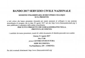 Bando Servizio civile  colloqui 2017010